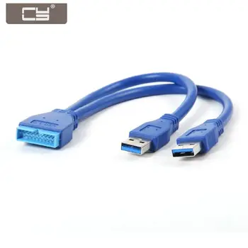 

CY 2 Ports USB 3.0 Male to 20pin Header Internal to External Extension Cable 0.2M