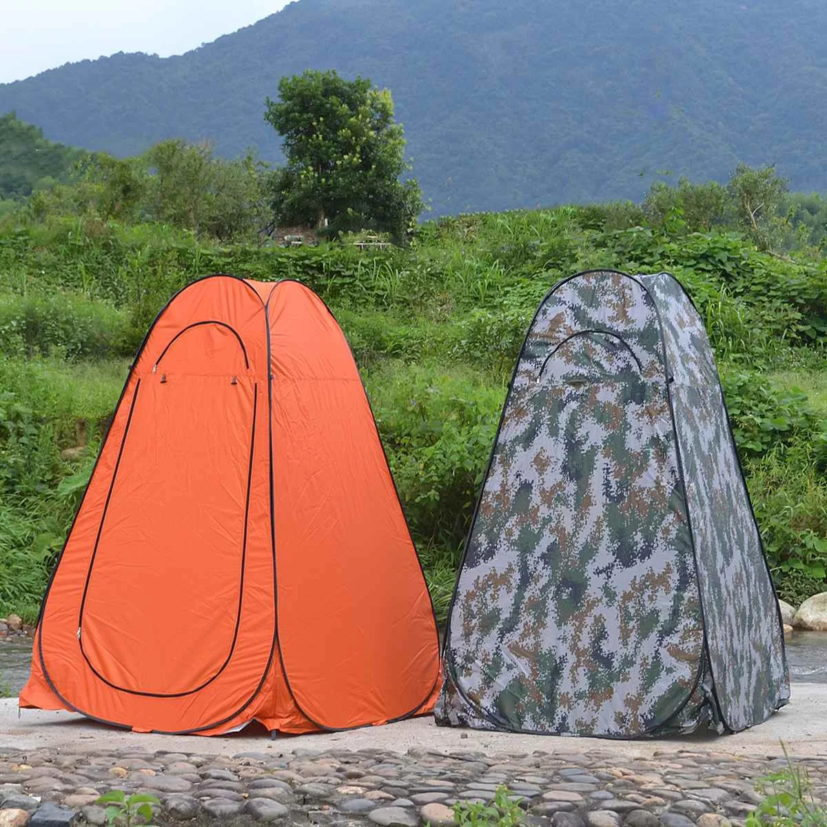 المحمولة في الهواء الطلق 1-2 أشخاص خيمة قابلة للطي التخييم الشاطئ دش ومرحاض خلع الملابس تغيير غرفة في الهواء الطلق المأوى 2 نافذة