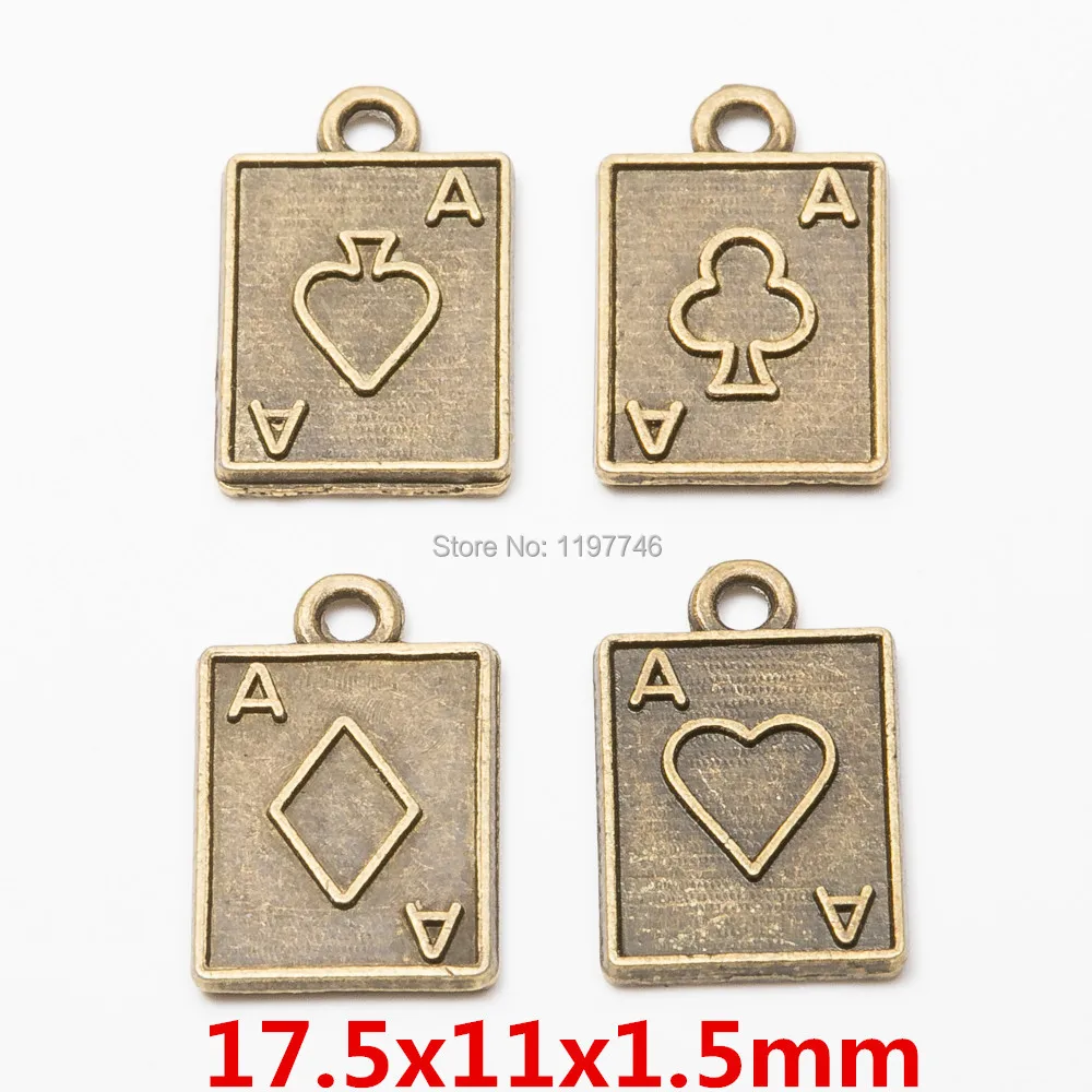 

Charms Ace Of Spades Playing Card Poker Antique Silver Plated Pendants Making DIY Handmade Tibetan Silver Gift Women 2019 10pcs