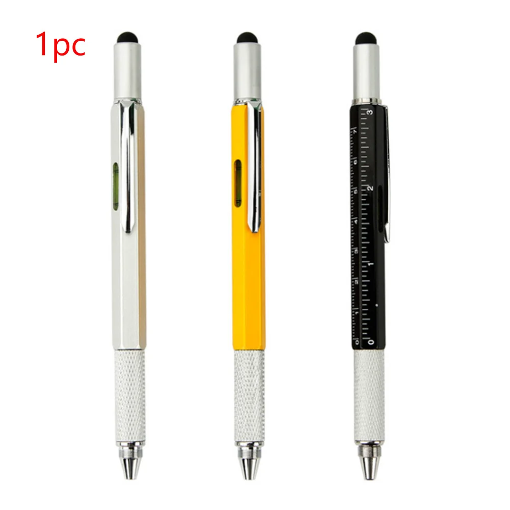 

6 In 1 Smooth Writing Stylus Multifunction Tool Metal Gifts Novelty Ballpoint Pen Office Screwdriver Ruler