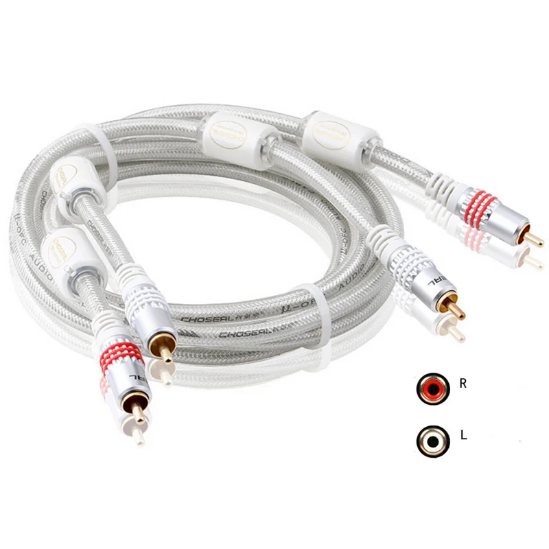 Кабель RCA Choseal позолоченный 2RCA к мужской аудио видео кабель для dvd