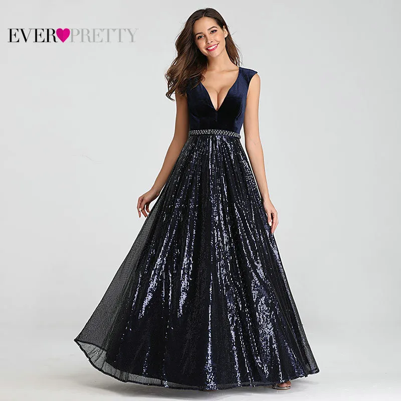 Preise Abendkleider Lange Immer Ziemlich EP07840 Sexy Tiefem V ausschnitt Perlen Pailletten Sparkle Neue Formale Party Kleider 2019 Abendkleider