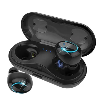 

True Wireless Earbuds, TWS Stereo Bluetooth Headphones with Built-in HD Mic and Charging Case for iPhone and Android - Black