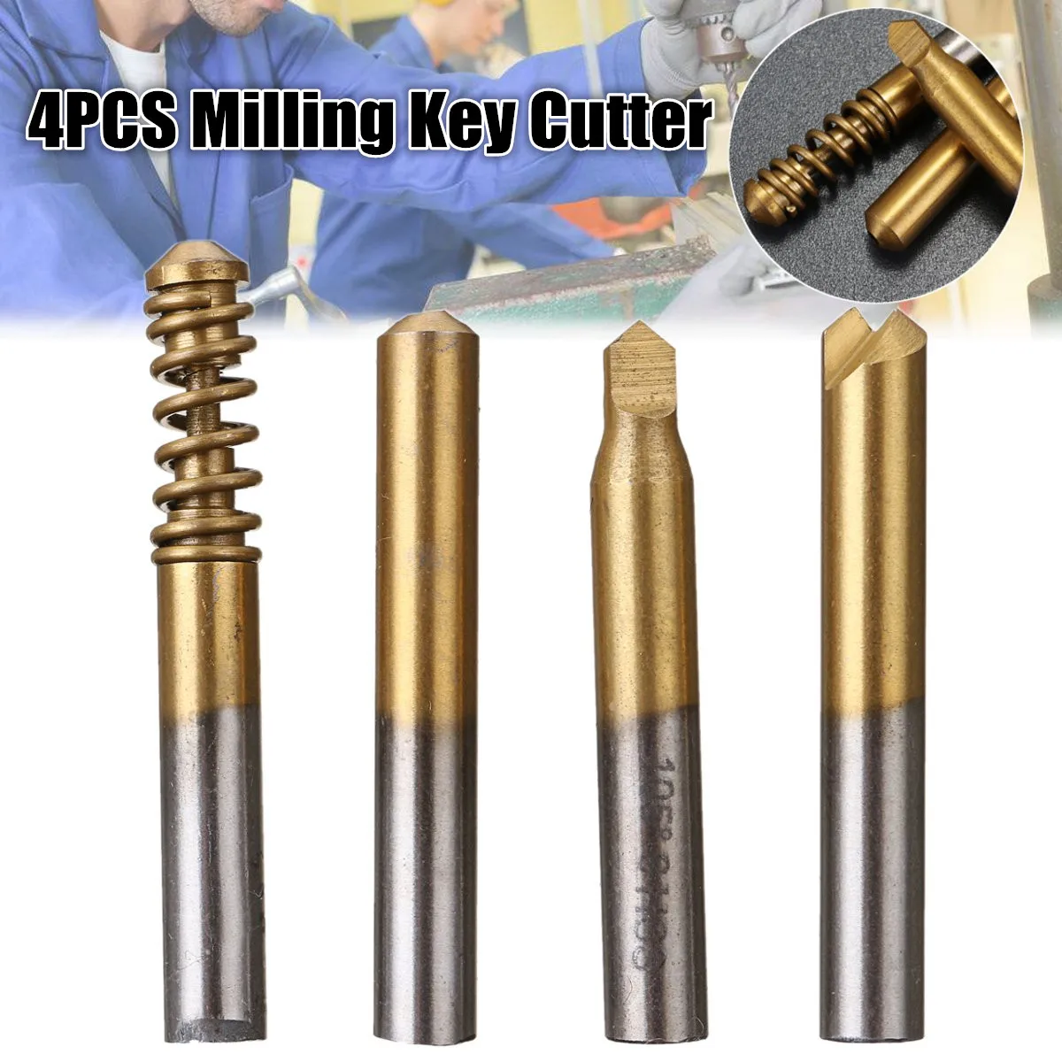 

4Pcs High Speed Steel Lock Mill Milling Key Cutter For Vertical Key Machine Parts Locksmith Tool