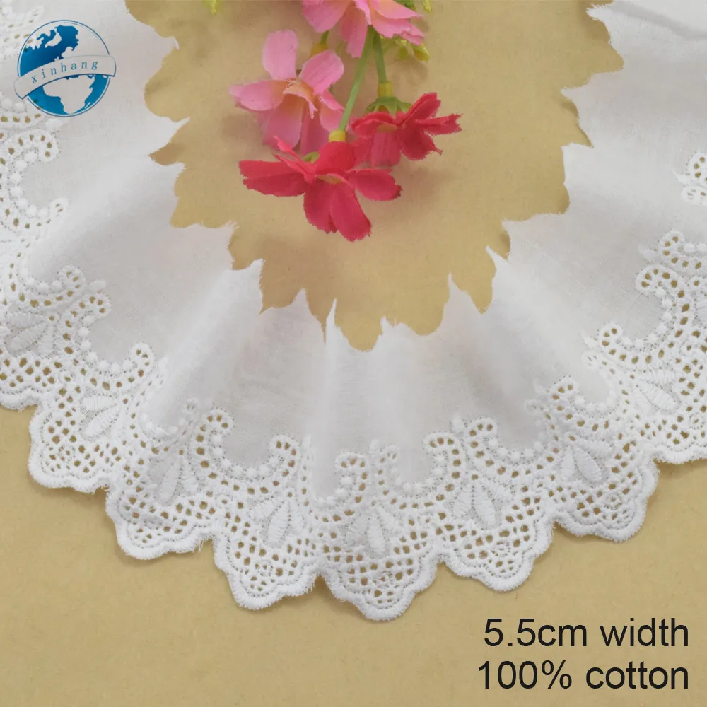 

5.5cm width 100% cotton embroidery lace french lace ribbon fabric guipure diy trims warp knitting sewing Accessories#3241