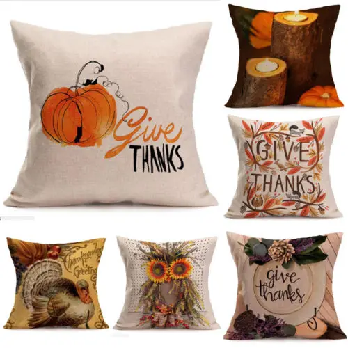 

Thanksgiving Soft Case Linen Cushion Merry Christmas Home Decoration UK