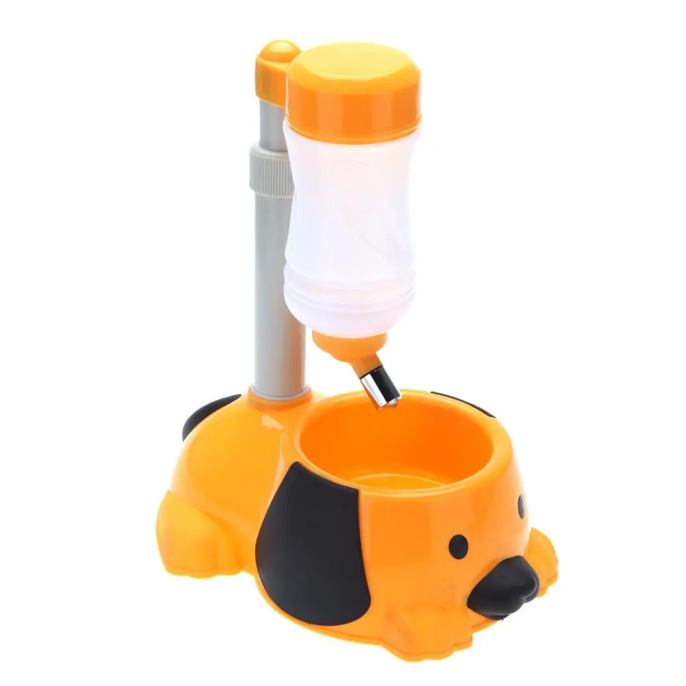 

Lifting Water Drinking Feeder Fountain with Food Bowl For Dogs Cats Especially For Small Size Pets orange yellow