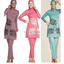 Плюс размер Мусульманский купальник женский скромный цветочный принт полное покрытие Мусульманский купальник хиджаб ислам плюс размер Мусульманский купальник