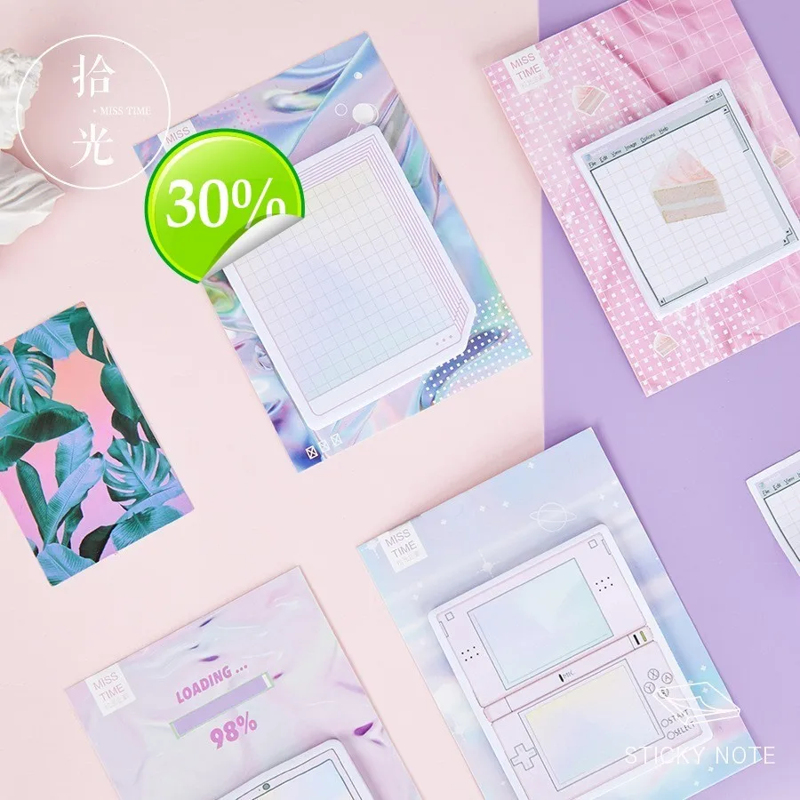 Творческий Паровая волна Sticky Notes Kawaii Канцелярские memo pad закладки для школьных учебников поставки планировщик наклейки Post It