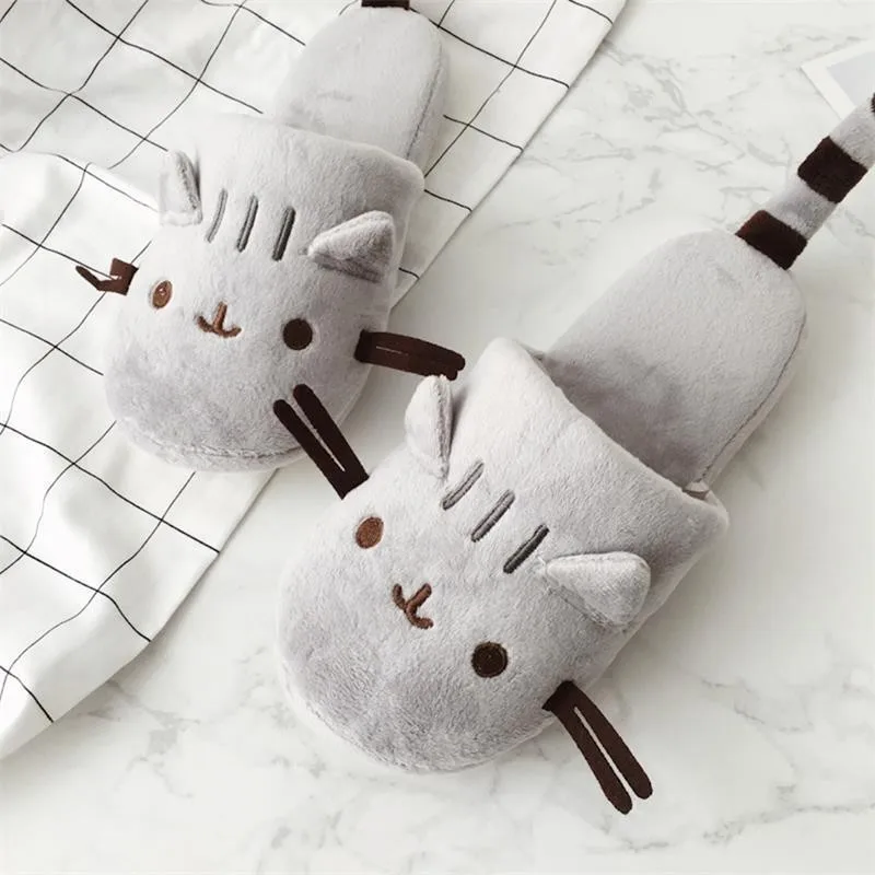 Kawai Girl Kitty Cat Vivid Neko Atsume домашние Нескользящие хлопковые фланелевые тапочки с