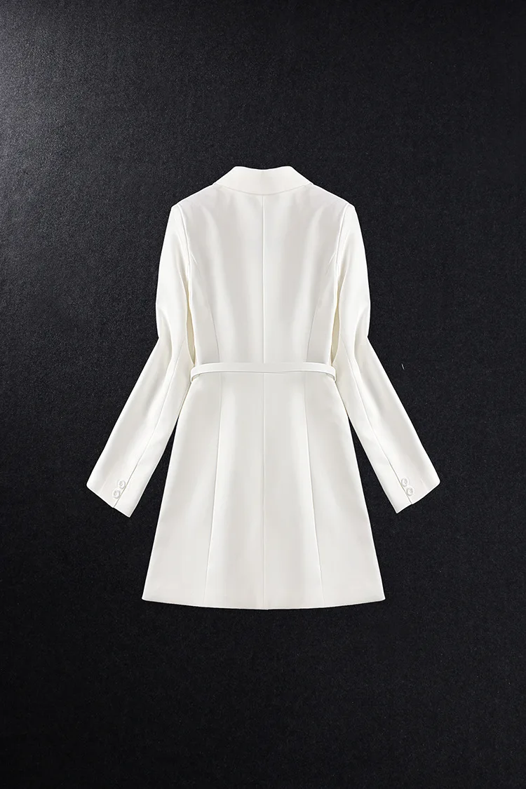 Spring 2019 New Dress Song Huiqiao Star with The Same White Long-sleeved Tie Suit dress Korean Version Dress Suit Women A-Line Spring 2019 New Dress Song Huiqiao Star with The Same White Long-sleeved Tie Suit dress Korean Version Dress Suit Women A-Line