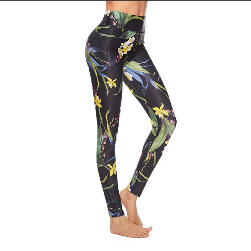 

Leisure Digital Printing Yoga Pants Motion Bodybuilding Ankle-length Trousers High Waist Elastic Sports Fitness Running Leggings
