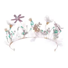 1 шт. тиара бусины ручной работы цветок Свадебная Корона невесты ювелирные изделия Головные уборы Аксессуары для волос для дня рождения Свадебный банкет Вечерние