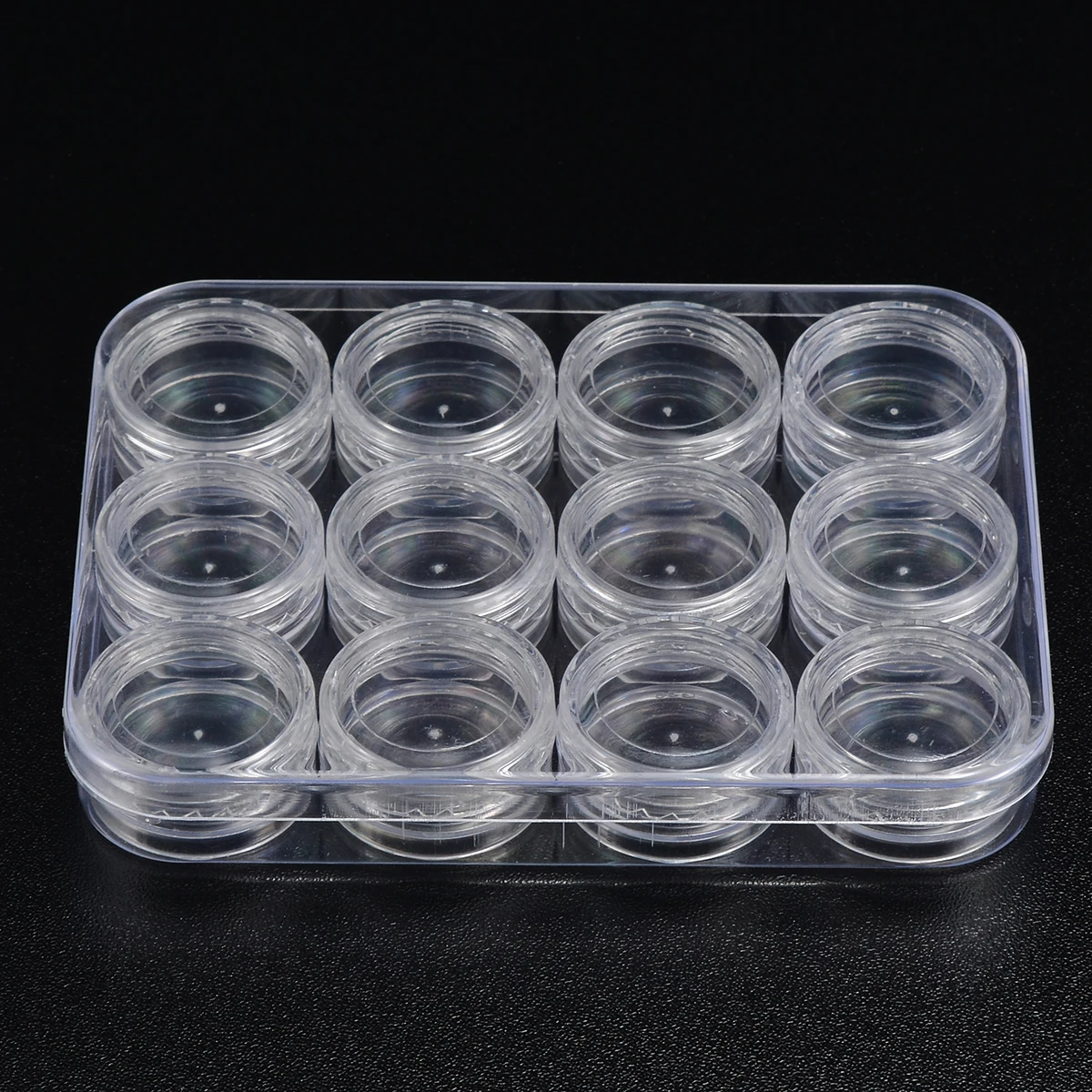 

Mayitr Transparent 12 Grid Round Jars Storage Box Organizers Containers for Handmade DIY Making Clear Beads Jewelry Storage Box