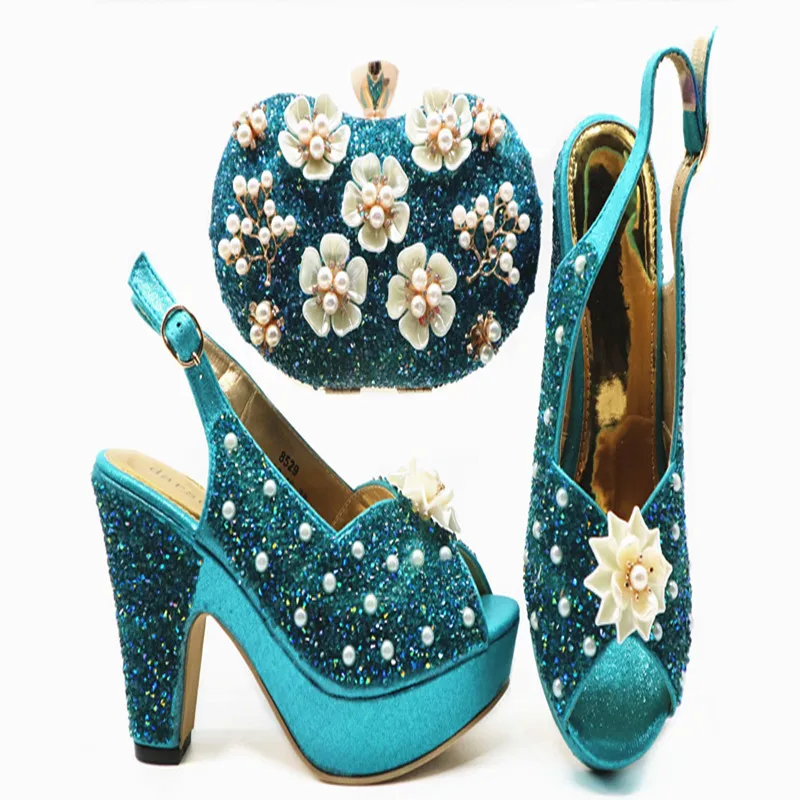 

GL-338 s.blue African Matching Shoes and Bags Italian In Women Nigerian Party Shoe and Bag Sets Women Shoes and Bag Set Italy!