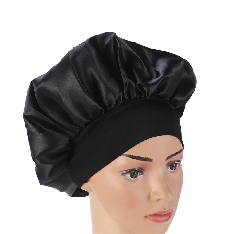 

1pc Nightcap Long Hair Soft Smooth Adjustable Wide Side Size M Nightcap Sleeping Cap Rubber Sleeping Cap for Home Salon