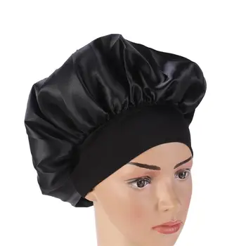 

1pc Nightcap Long Hair Soft Smooth Adjustable Wide Side Size M Nightcap Sleeping Cap Rubber Sleeping Cap for Home Salon
