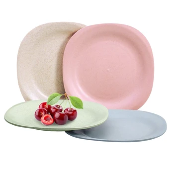 

Micro-wave Plates for Baby Feeding (4-Pack) 7.28inch, Wheat Straw Degradable Healthy Tableware Plate for Toddler Baby Kids,Dis