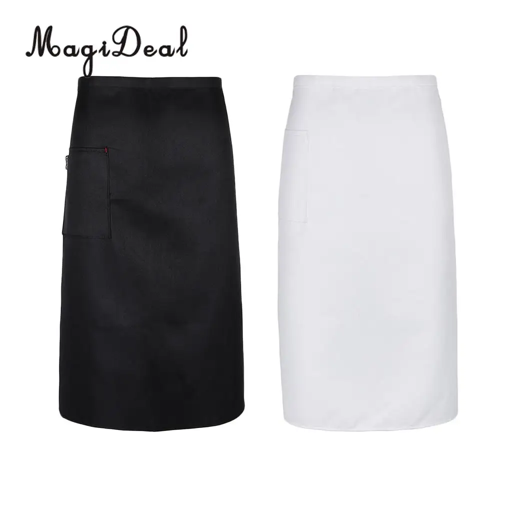 

MagiDeal Kitchen Half Length Waist Apron Catering Chef Hotel Waiter Apron White