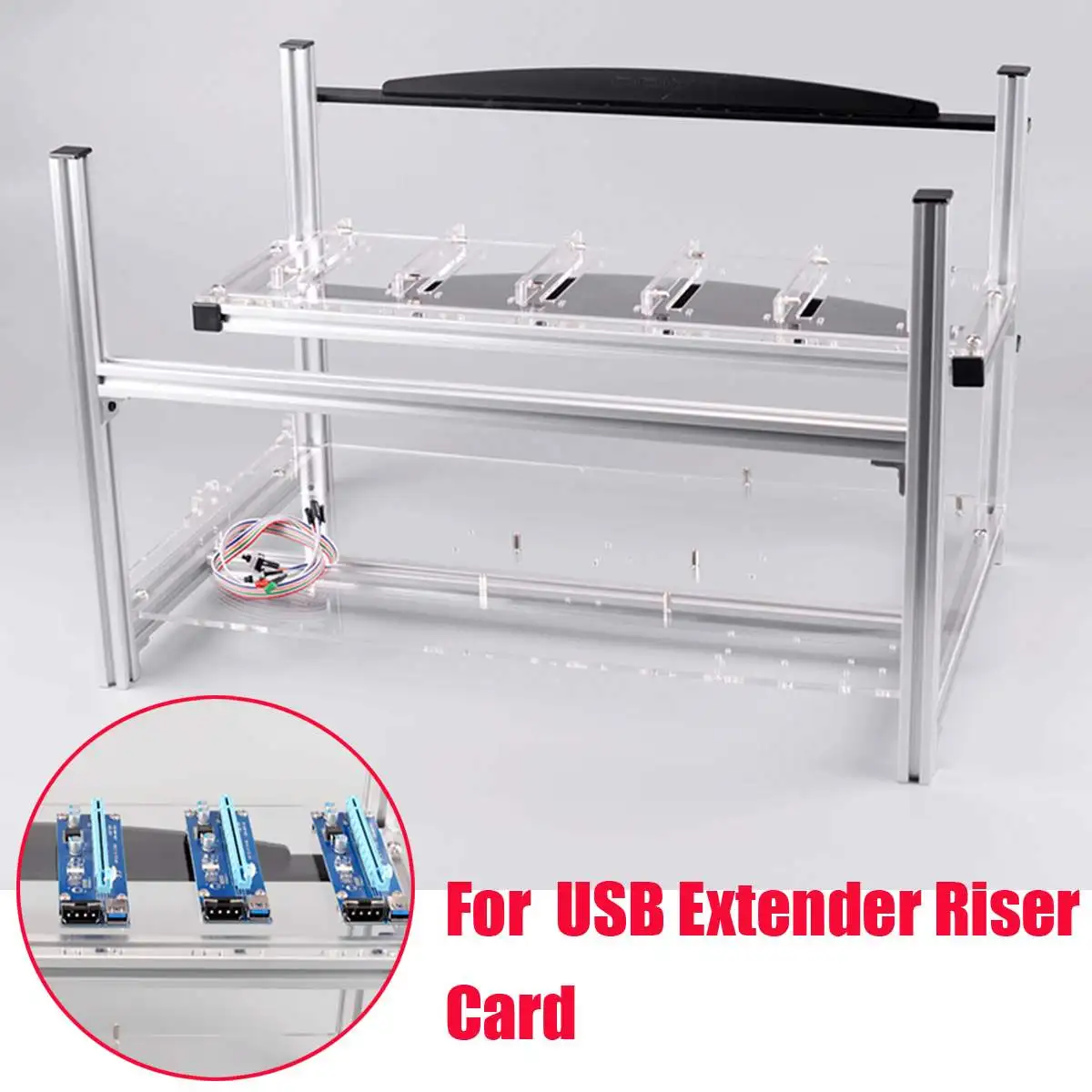 1Pcs Silver Aluminum Open Air Frame Mining Miner Rig Case Stackable For 6 GPU ETH Ethereum