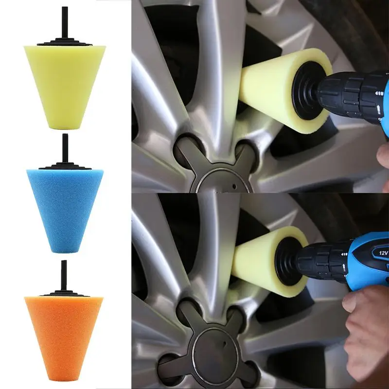 

Car Wheel Polishing Machine Polishing Steel Ring Disk Cloths Brushes Cone-shape Sponges Car Tyres Care Products