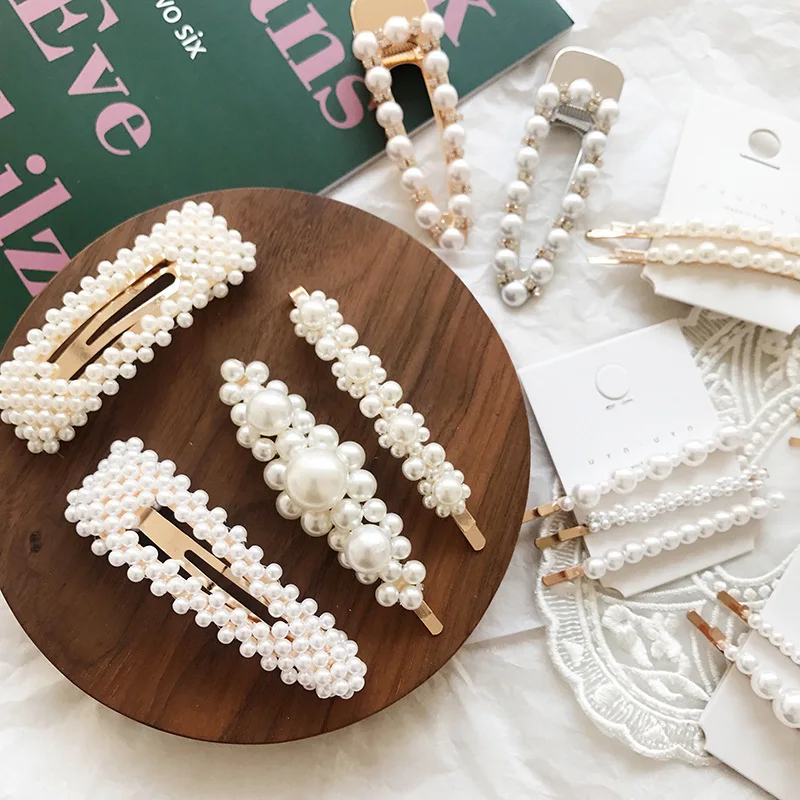 

Ins Hairpin Network Red Headwear Pearl One Clip Korea Hair Decorate Temperament Grace Joker Adult Edge Clamp Hairpin