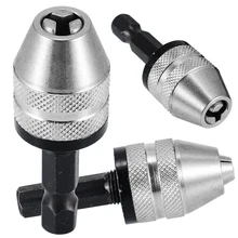 Keyless Chuck Quick Change Adapter 1/4 Hex Shank Keyless Drill Bit Chuck for Screwdriver Impact Driver Adaptor 8mm hex shank screwdriver drill bit angle driver 90 degree right angle 3 8in keyless chuck drill adapter steel body design