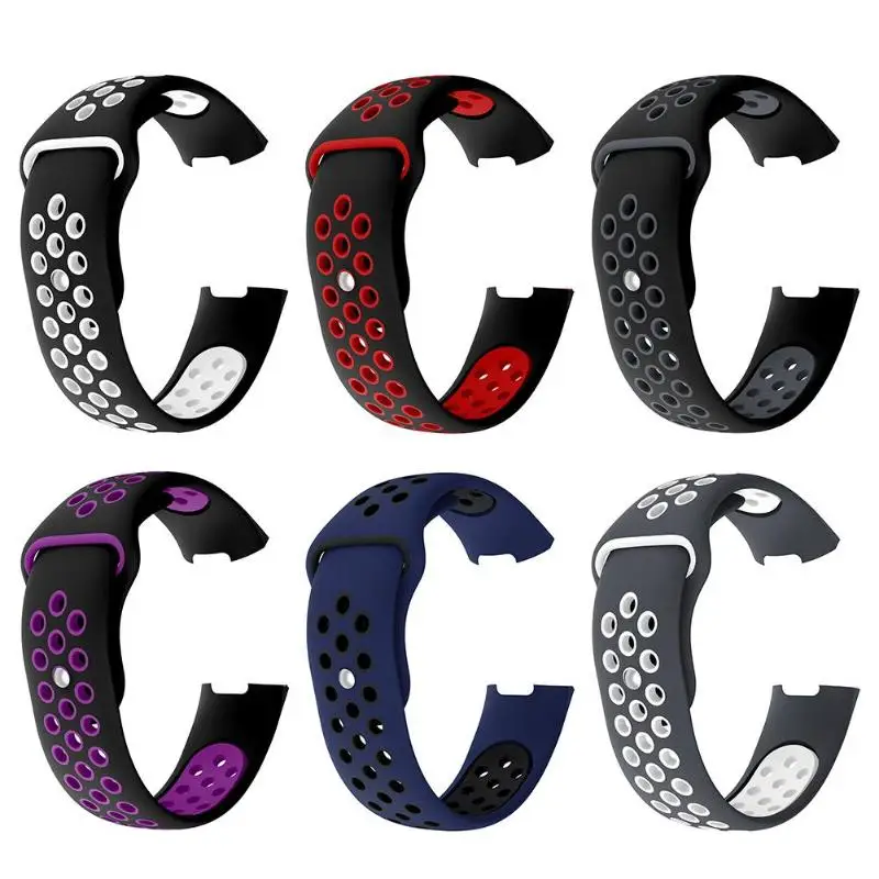 

S/L Size Double Color Replacement Silicone Porous Breathable Watch Band Wrist Strap Bracelet Belt for Fitbit Charge 3 Promotion