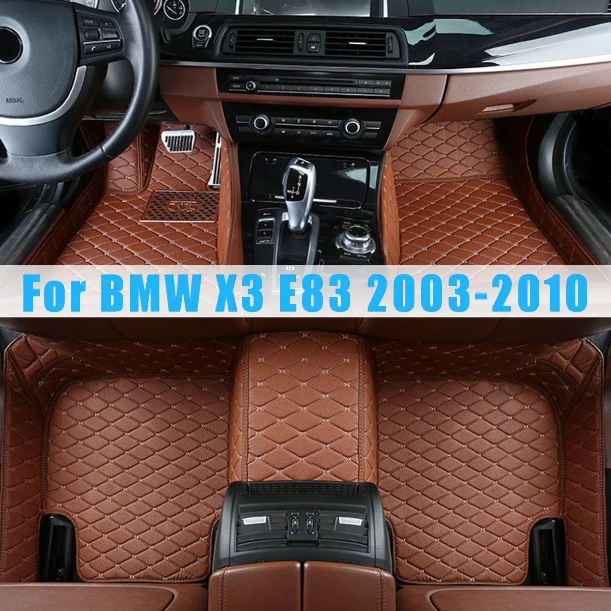 1set Car Front Rear PU Leather Floor Mats Set Liner Waterproof 5 Seat Mat For BMW X3 E83 2003