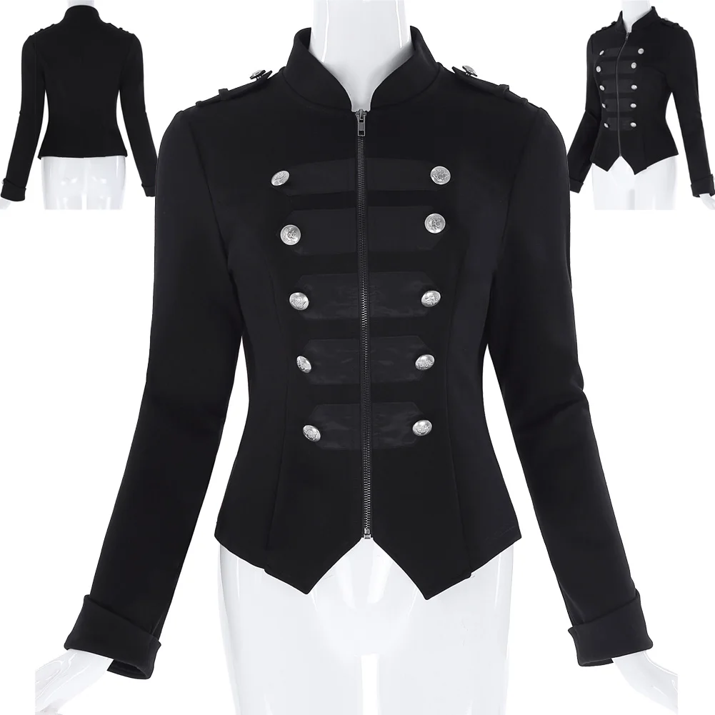 Kopen Vrouwen Knoppen Versierd Rits Militaire jas Jas Tops 2018 Lente Herfst Casual Solid Fashion Slim Bomber Jas Nieuwe