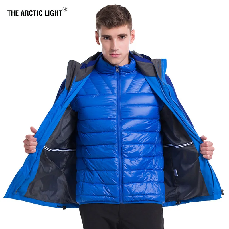 DE ARCTIC LICHT Mannen 3 in 1 Winter Fleece Donsjack Twee Stukken Windjack Outdoor Trekking Sport Wandelen Kamperen Skiën jassen DE ARCTIC LICHT Mannen 3 in 1 Winter Fleece Donsjack Twee Stukken Windjack Outdoor Trekking Sport Wandelen Kamperen Skiën jassen