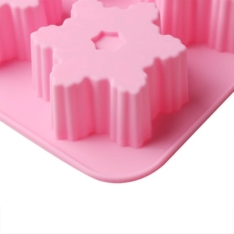 6-Snowflake Chocolate Molds Soap Silicone Ice Tray Cake Jelly Christmas Mould