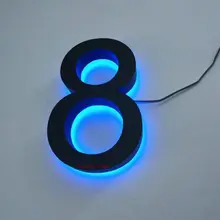 Пользовательский открытый 3d подсветкой из нержавеющей стали освещенный знак номера отеля