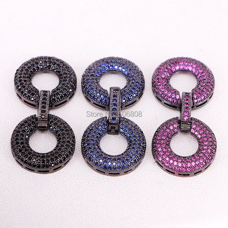 

5PCS CZ Mirco Pave Double Ring Fold Over/Buckle Interlock Clasp, Cubic Zirconia Clasp, Brcaelet Necklace Clasps