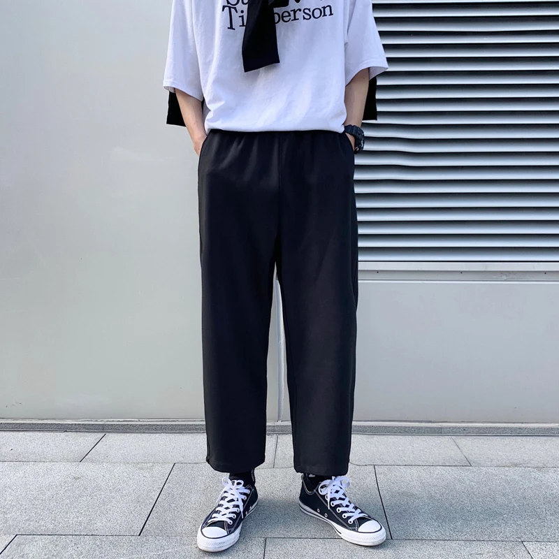 Men's Casual Pants 2019 Four Seasons Applicable Youth Popular Loose Straight Nine Pants Wide Legs Wild Harem Pants Teen Menswear
