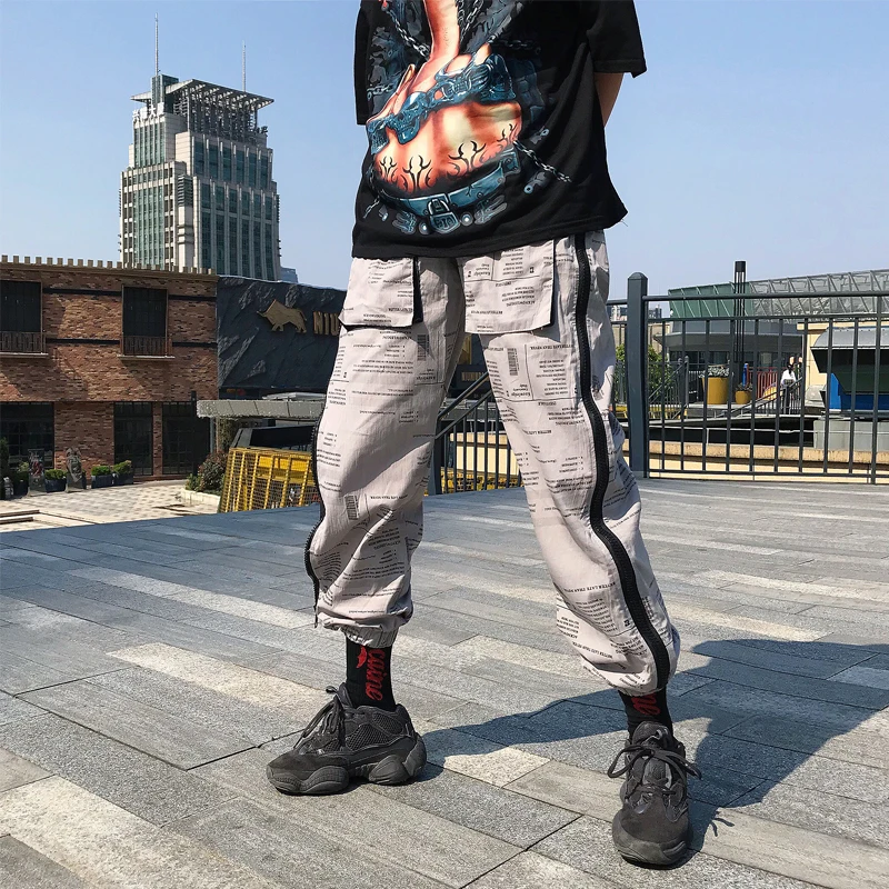 Men's Trousers 2019 Summer New Loose Letter Printing Nine Points Pants Zipper Feet Pants Personality Youth Casual Men's Clothing Men's Trousers 2019 Summer New Loose Letter Printing Nine Points Pants Zipper Feet Pants Personality Youth Casual Men's Clothing