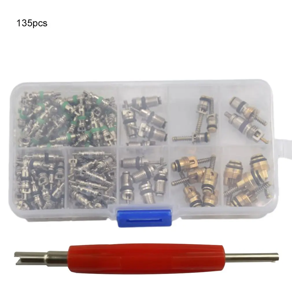 

135pcs Car Air A/C Conditioning Condition Stem Valve Cores Remover Tool for Schrader Maintenance Assortment Combo