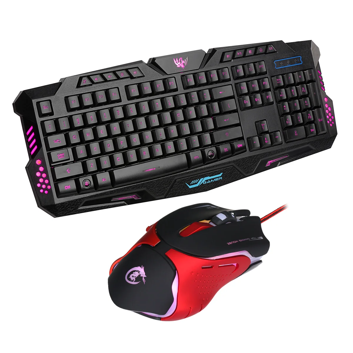 

J70 USA English crackle pattern Wired Gaming Keyboard Mouse Set Three-Color Backlight Crackle Keyboard Colorful Backlight Mouse