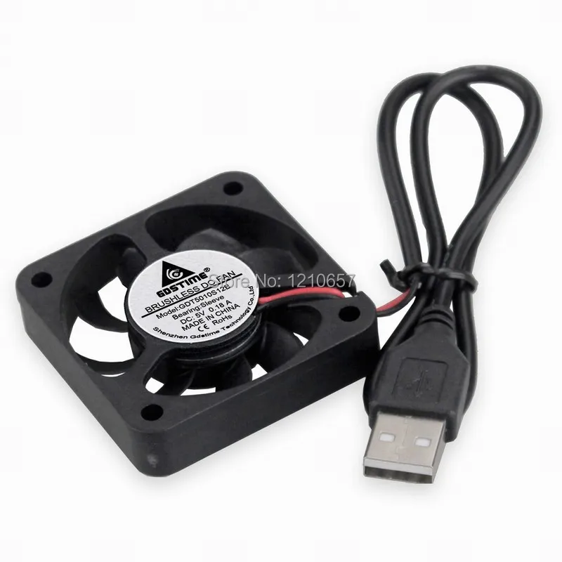 Вентилятор кулер 2 шт. 5 в пост. Тока 50 мм 50x50x10 5010 USB корпус для ПК двигатель CPU
