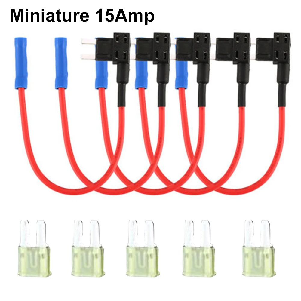 5Pcs/set Micro Size Car Fuse Holder Add-a-circuit Piggy Back Fuse TAP Adapter with 5A Mini ATM Blade Fuse