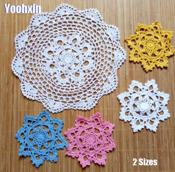 

Modern Cotton Crochet Doily Christmas Round Placemat For Drying Dishes Mug Drink Coasters Table Napkins Kitchen Wedding Decor