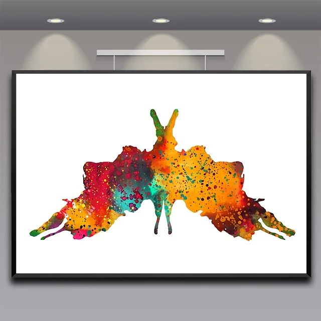 

Watercolor Rorschach inkblot test Card 5 poster psychological test Canvas Art Print Wall Pictures for Living Room No Frame