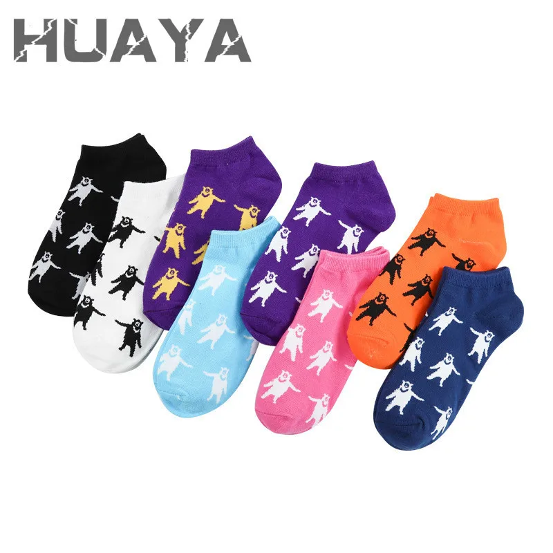 HUAYA Summer Cartoon Colorful Funny Women Low Cut Socks Lover Cotton Multi Unisex Short Character Feet Pop Sneakers Socks Female