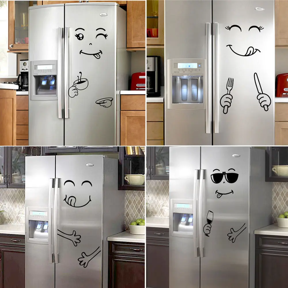 Милая наклейка на холодильник счастливый вкусное лицо кухонная стенка холодильника наклейка s Art Новинка