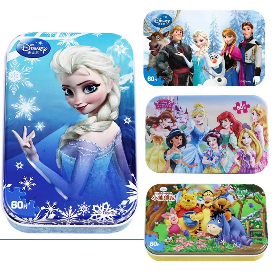 Offre spéciale Disney voiture congelée Disney 60 tranche petite pièce Puzzle jouet enfants en bois Puzzles enfants jouets éducatifs pour bébé