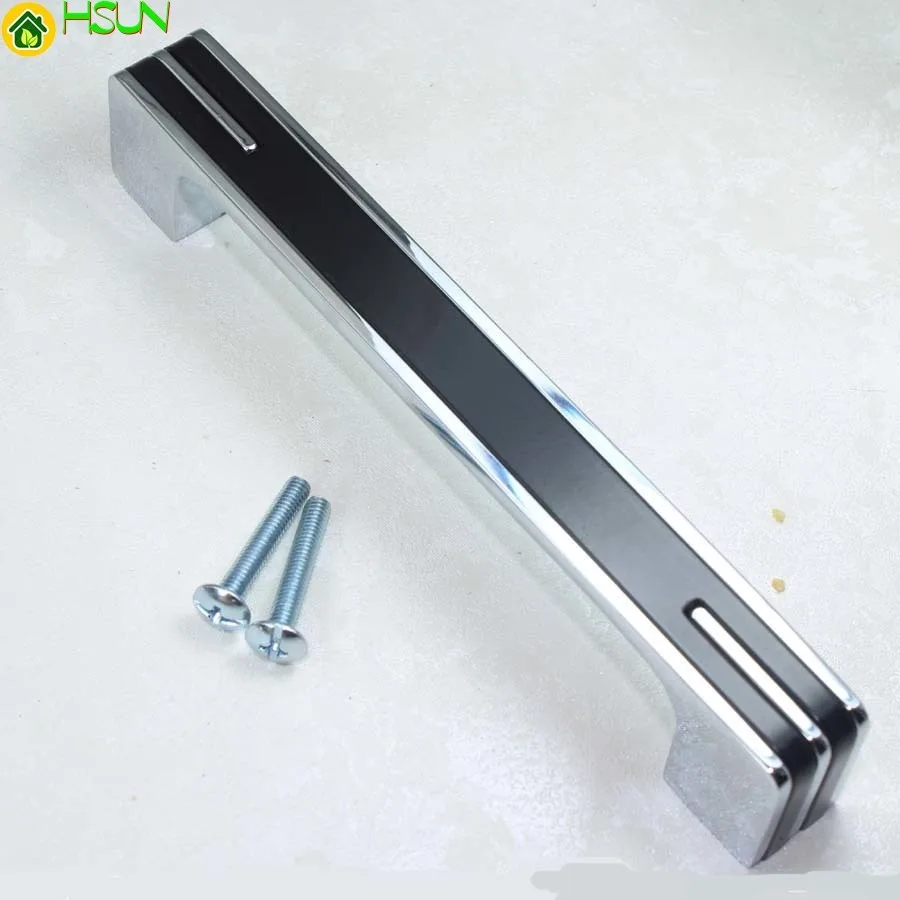 

128mm Shiny Silver Kitchen Cabinet Drawer Handles Chrome Dresser Cupboard Door Pull 5" Black Fashion Modern Furniture Handle