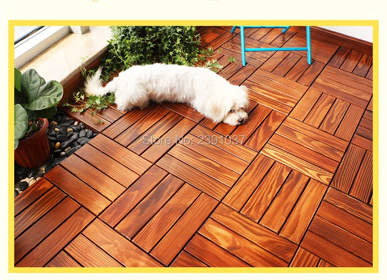 Solid Wood Splicing Floor Tile Balcony splicing solid wood flooring,
Waterproof Non-slip carbonized wood flooring tile