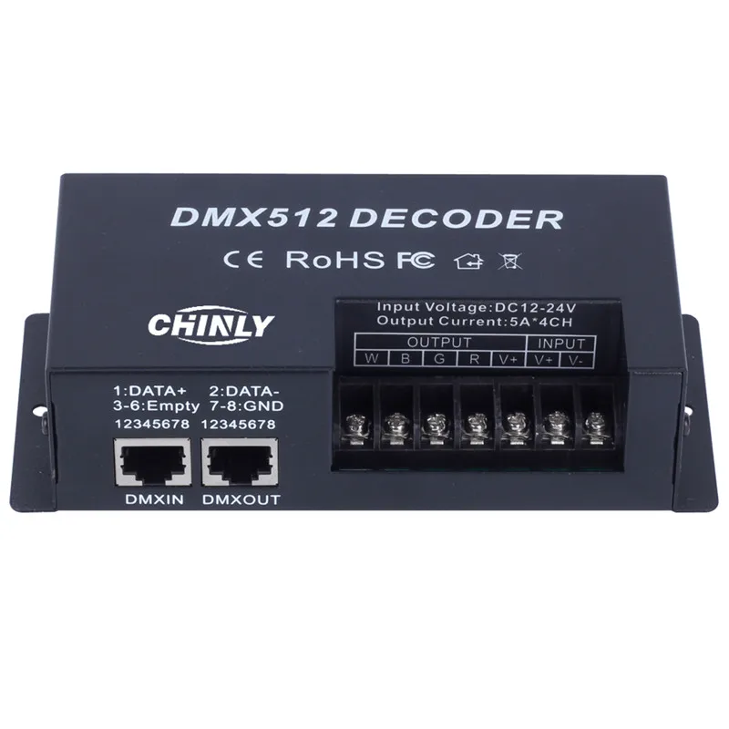 CLAITE DC12 24V 20A 4 канала DMX512 LED декодирующий диммер контроллер для RGBW модуль полосы