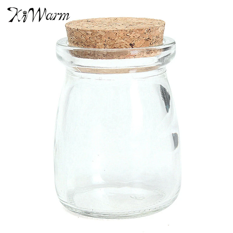 

KiWarm Fashion 100ml Mini Clear Glass Storage Jars Bottle Vial Container Wishing Bottle with Cork Stopper DIY Home Decor