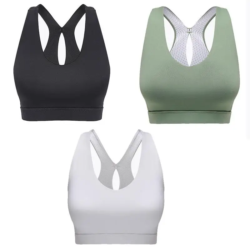 

European And American Cross-back Shockproof Sports Bra Solid Running Fitness Yoga Bra